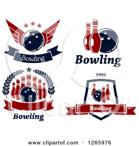 Clipart of Red and Blue Bowling Designs - Royalty Free Vector Illustration by Vector Tradition SM