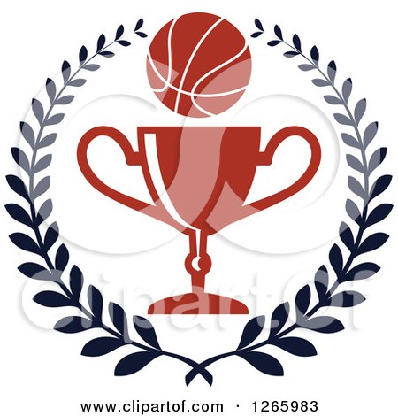 Clipart of a Basketball over a Trophy in a Laurel Wreath - Royalty Free Vector Illustration by Vector Tradition SM