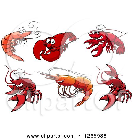 Clipart of Shrimp and Lobsters - Royalty Free Vector Illustration by Vector Tradition SM