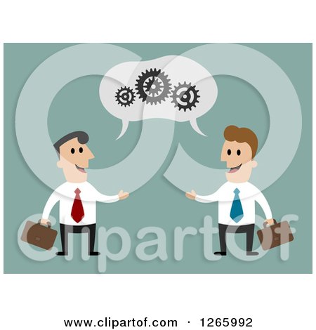 Clipart of Caucasian Business Men Forming a Partnership - Royalty Free Vector Illustration by Vector Tradition SM