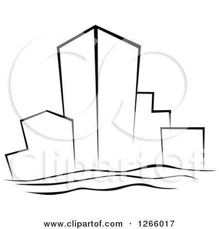Clipart of Black and White Skyscraper Buildings - Royalty Free Vector Illustration by Vector Tradition SM