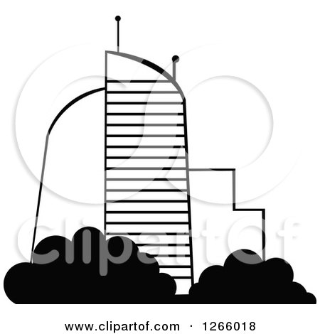 Clipart of Black and White Skyscraper Buildings - Royalty Free Vector Illustration by Vector Tradition SM