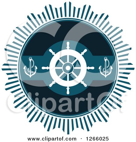 Clipart of a Nautical Helm Ship Steering Wheel - Royalty Free Vector Illustration by Vector Tradition SM