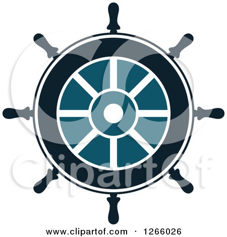 Clipart of a Nautical Helm Ship Steering Wheel - Royalty Free Vector Illustration by Vector Tradition SM