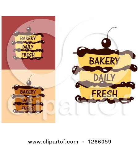 Clipart of Layered Cakes with Bakery Daily Fresh Text - Royalty Free Vector Illustration by Vector Tradition SM
