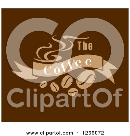 Clipart of a Brown Design of Beans and the Coffee Text - Royalty Free Vector Illustration by Vector Tradition SM