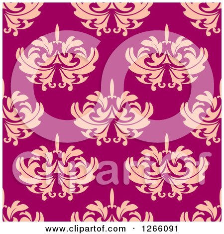 Clipart of a Seamless Pattern Background of Vintage Pink Floral Damask - Royalty Free Vector Illustration by Vector Tradition SM