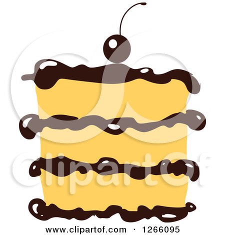 Clipart of a Layered Cake with Chocolate - Royalty Free Vector Illustration by Vector Tradition SM
