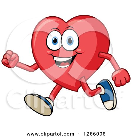 Clipart of a Happy Heart Character Running - Royalty Free Vector Illustration by Vector Tradition SM