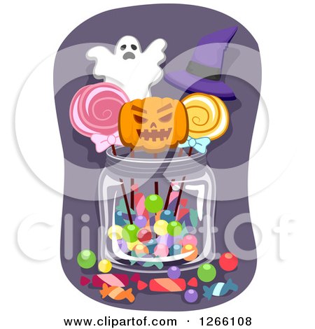 Clipart of a Jar of Halloween Candy - Royalty Free Vector Illustration by BNP Design Studio