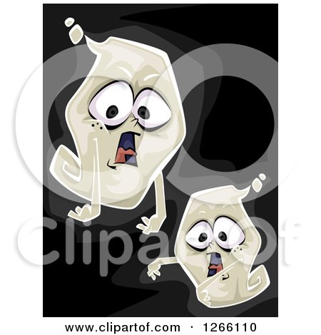 Clipart of Halloween Ghosts on Black - Royalty Free Vector Illustration by BNP Design Studio