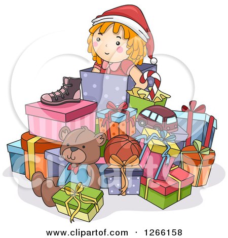 Clipart of a Pile of Christmas Toys and Gifts - Royalty Free Vector Illustration by BNP Design Studio