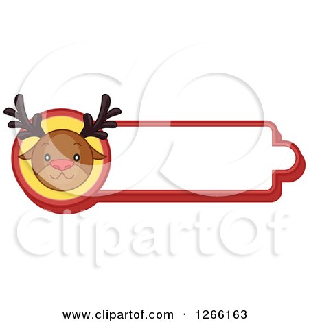 Clipart of a Red Nosed Reindeer Christmas Label - Royalty Free Vector Illustration by BNP Design Studio