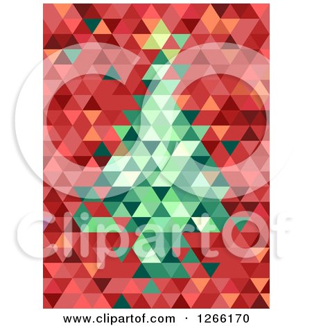 Clipart of a Geometric Christmas Tree on Red - Royalty Free Vector Illustration by BNP Design Studio