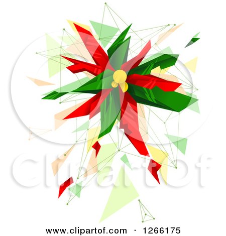 Clipart of a Geometric Christmas Poinsettia Plant - Royalty Free Vector Illustration by BNP Design Studio