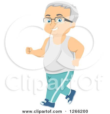 Clipart of a Happy White Senior Man Jogging - Royalty Free Vector Illustration by BNP Design Studio