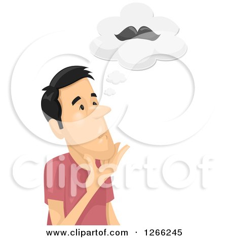 Clipart of an Asian Man Thinking About Growing a Mustache - Royalty Free Vector Illustration by BNP Design Studio