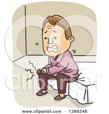 Clipart of a Brunette White Man Experiencing Joint Pain - Royalty Free Vector Illustration by BNP Design Studio