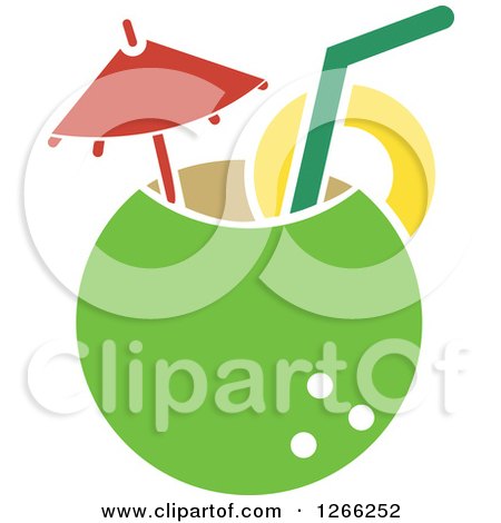 Clipart of a Coconut Cocktail - Royalty Free Vector Illustration by BNP Design Studio