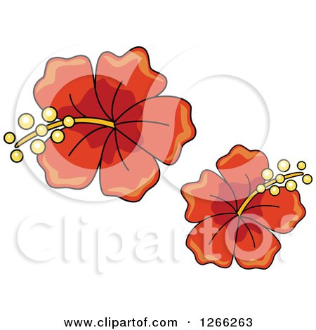 Clipart of Red Hibiscus Flowers - Royalty Free Vector Illustration by BNP Design Studio