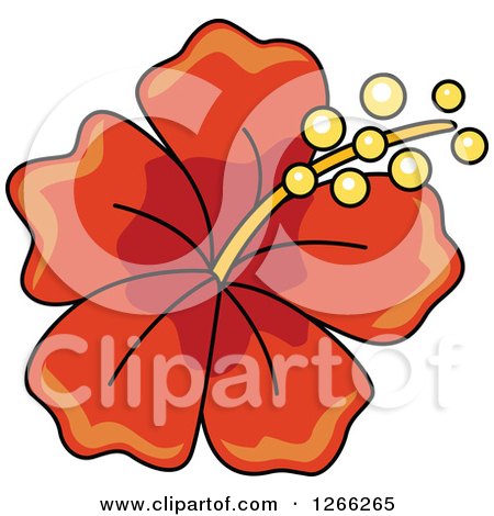 Clipart of a Red Hibiscus Flower - Royalty Free Vector Illustration by BNP Design Studio