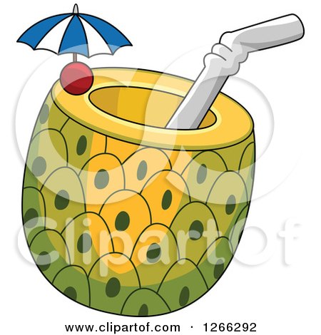 Clipart of a Pineapple Cocktail - Royalty Free Vector Illustration by BNP Design Studio