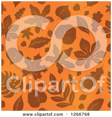 Clipart of a Seamless Orange Autumn Leaf Background Pattern - Royalty Free Vector Illustration by visekart