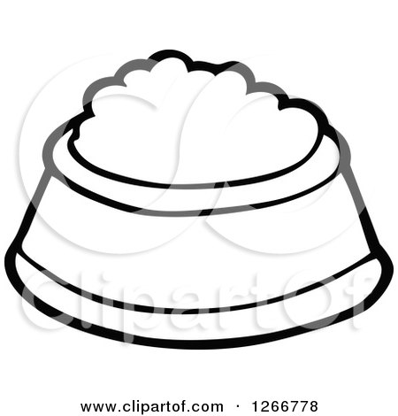 Clipart of a Black and White Pet Food Bowl - Royalty Free Vector Illustration by visekart