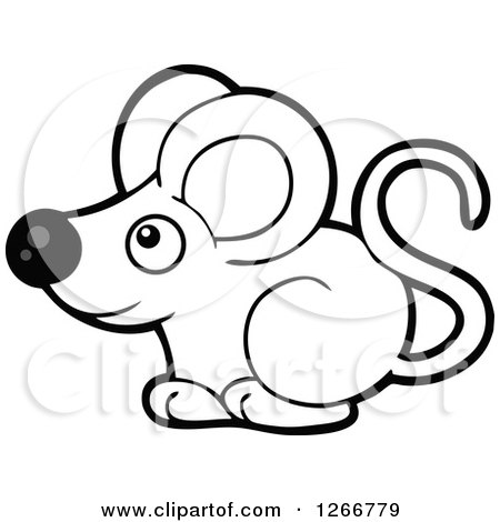 Clipart of a Cute Grayscale Mouse - Royalty Free Vector Illustration by visekart