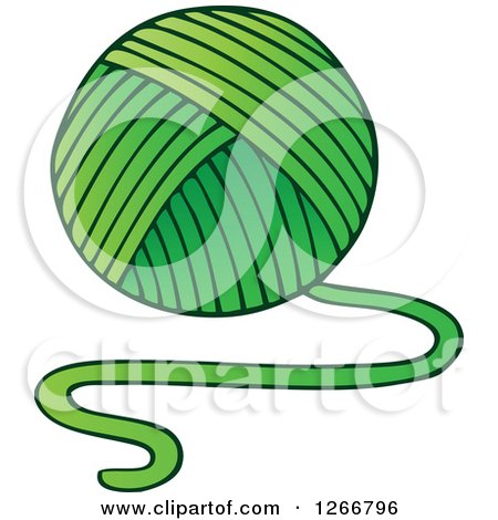Clipart of a Green Ball of Yarn - Royalty Free Vector Illustration by visekart