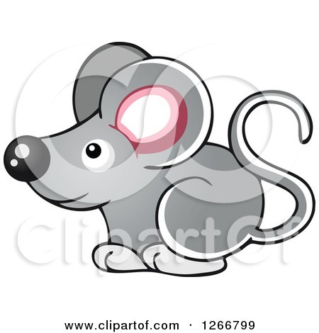 Clipart of a Cute Gray Mouse - Royalty Free Vector Illustration by visekart