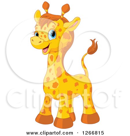 Clipart of a Cute Happy Blue Eyed Baby Giraffe - Royalty Free Vector Illustration by Pushkin