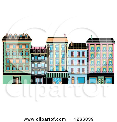 Clipart of Colorful City Buildings - Royalty Free Vector Illustration by Frisko