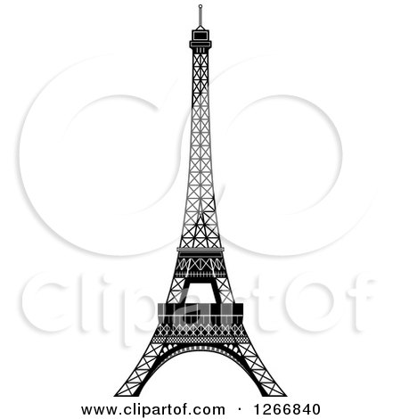 Clipart of a Black and White Eiffel Tower - Royalty Free Vector Illustration by Frisko