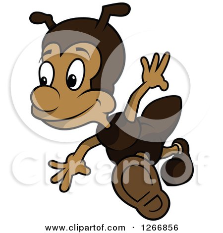 Clipart of a Happy Ant Running - Royalty Free Vector Illustration by dero