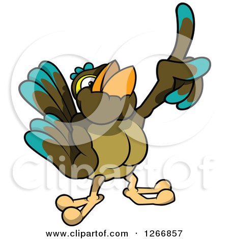 Clipart of a Bird Holding up a Finger - Royalty Free Vector Illustration by dero