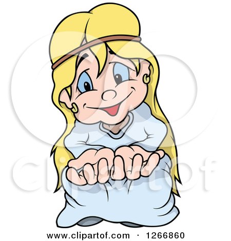 Clipart of a Blond Female Fairy Holding out Her Hands - Royalty Free Vector Illustration by dero