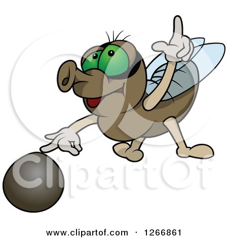 Clipart of a House Fly with a Rock - Royalty Free Vector Illustration by dero