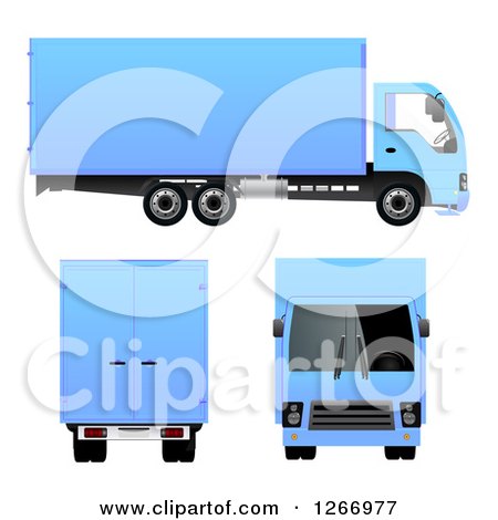 Clipart of a 3d Blue Big Rig Truck from Different Angles - Royalty Free Vector Illustration by vectorace