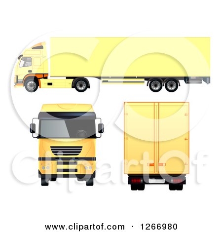 Clipart of a 3d Yellow Big Rig from Different Angles - Royalty Free Vector Illustration by vectorace