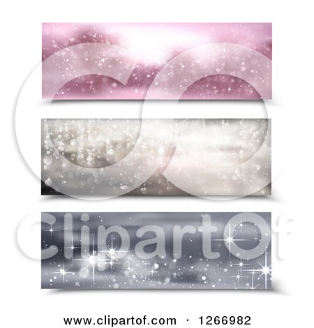 Clipart of a Trio of Sparkly Website Banner Headers - Royalty Free Vector Illustration by vectorace