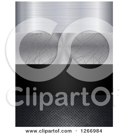 Clipart of a Trio of Metal Texture Website Banner Headers - Royalty Free Vector Illustration by vectorace