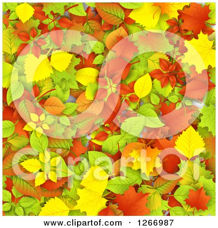 Clipart of a Background of Colorful Autumn Leaves - Royalty Free Vector Illustration by vectorace