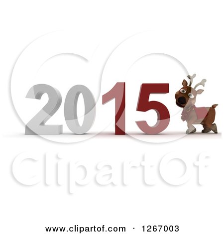 Clipart of a 3d Reindeer by 2015 New Year - Royalty Free Illustration by KJ Pargeter