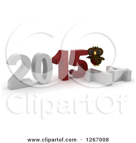 Clipart of a 3d Owl by 2015 New Year by a Fallen 14 - Royalty Free Illustration by KJ Pargeter