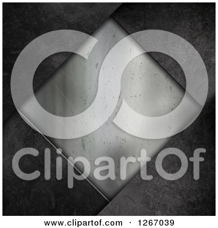 Clipart of a 3d Metal Plaque and Concrete - Royalty Free Illustration by KJ Pargeter