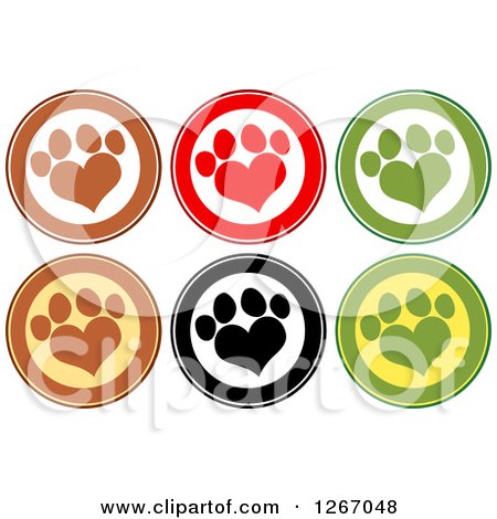 Clipart of Circles with Heart Shaped Paw Prints - Royalty Free Vector Illustration by Hit Toon