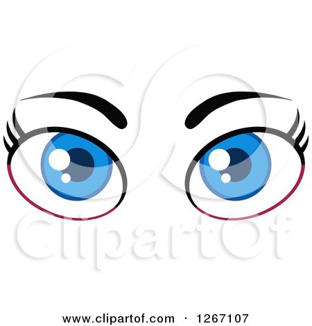 Clipart of a Blue Pair of Female Eyes and Brows - Royalty Free Vector Illustration by Hit Toon