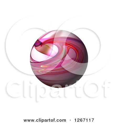 Clipart of a 3d Pink Fractal Sphere on White - Royalty Free Illustration by oboy