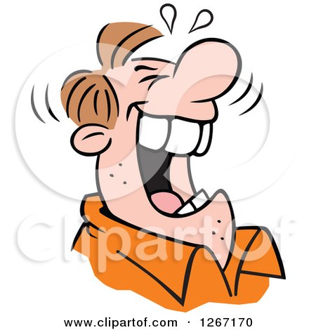 Clipart of a Caucasian Man Laughing - Royalty Free Vector Illustration by Johnny Sajem